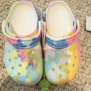 Crocs Girls Kids C11 Classic Solarized Slip On Clog Tie Dye Graphic Multi Color